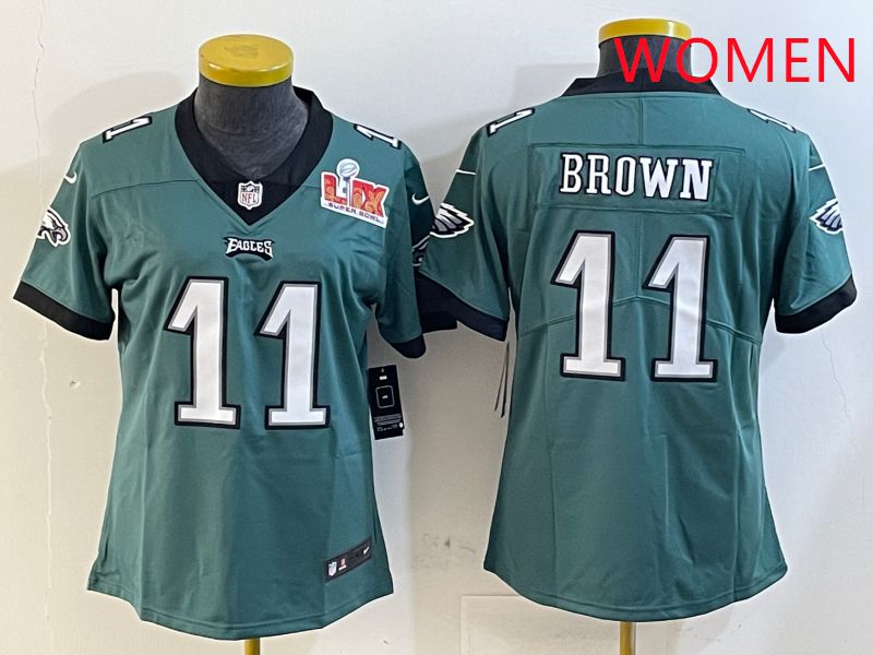 Women Philadelphia Eagles #11 Brown Green Second generation 2025 Nike Limited NFL Jersey style 2->youth nfl jersey->Youth Jersey